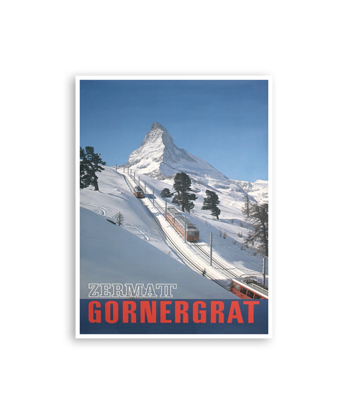 Zermatt Gornergrat Matterhorn Vintage Swiss Ski Railway Travel Poster