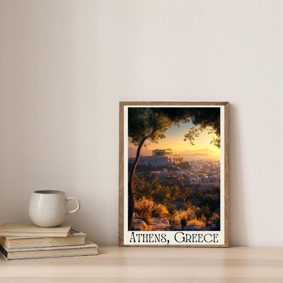 Athens Greece Travel Poster with Acropolis Sunset and Olive Trees - Image 4
