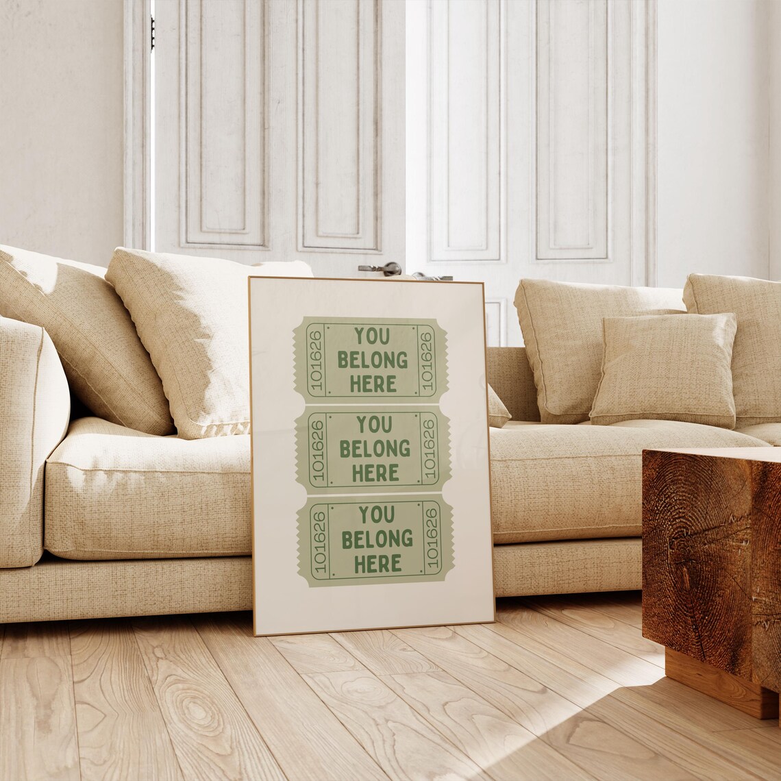 You Belong Here Retro Ticket Stub Bedroom Art Print - Image 2