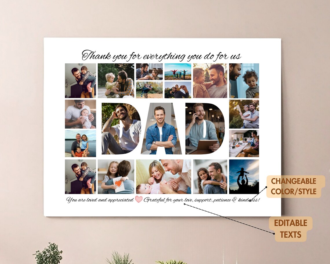 Dad Photo Collage Poster, Personalized Gift