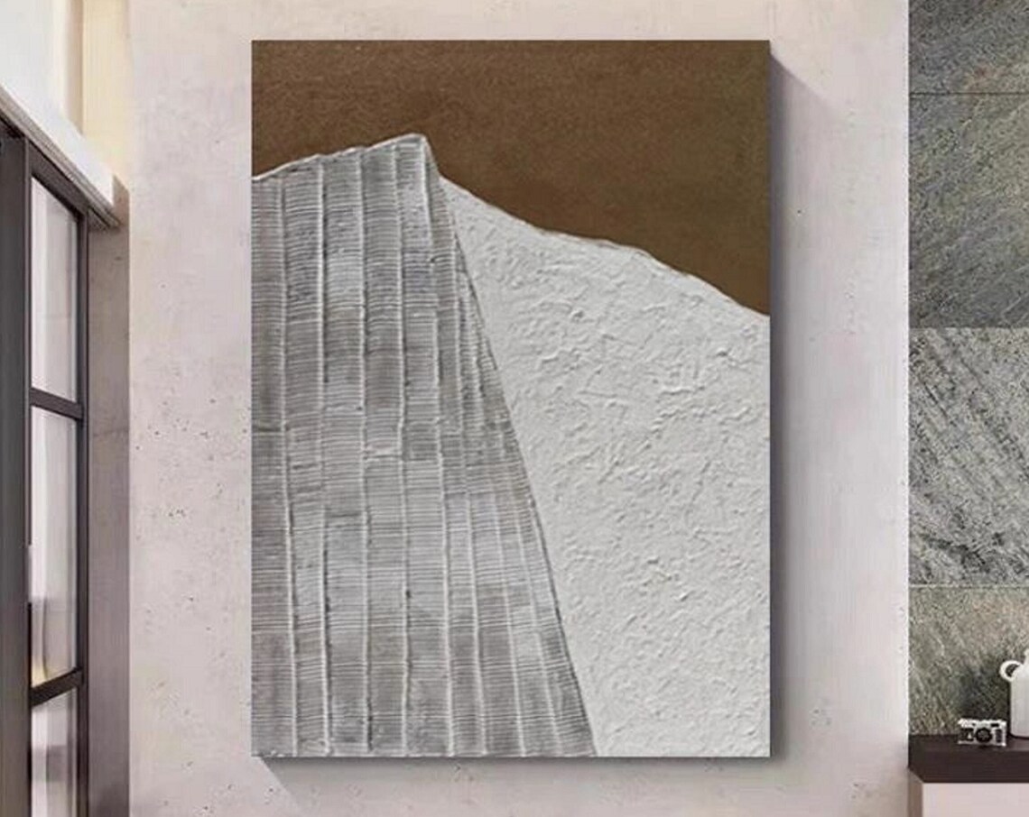 Gray Pleated Fan Relief Texture Minimalist Abstract Art Print