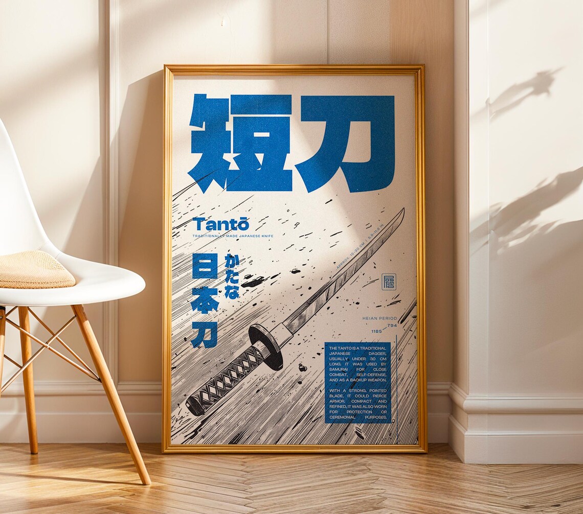 Tanto Japanese Dagger, Retro Samurai Poster - Image 3
