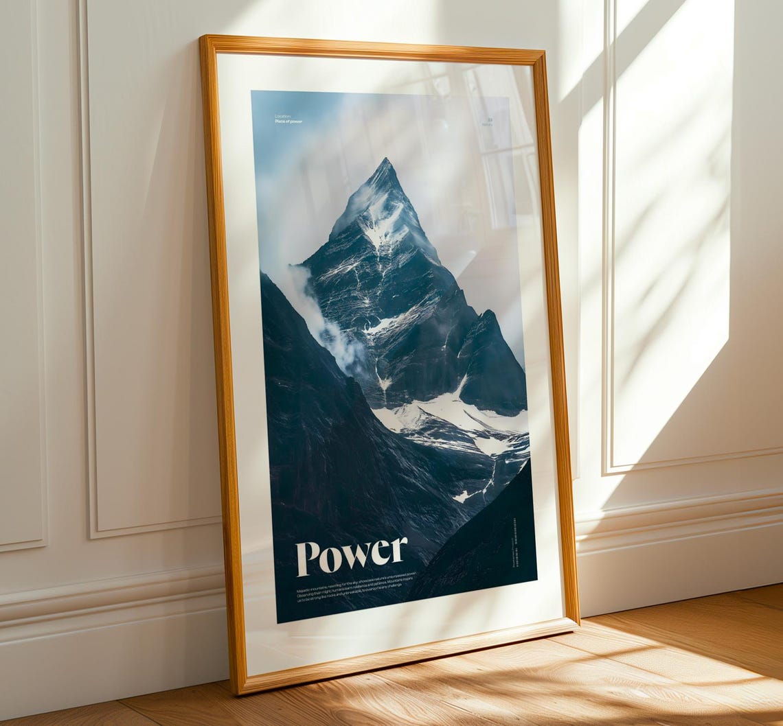 Majestic Mountain Wall Art Nature Poster High Resolution Landscape Print Dark Moody Home Decor Power Inspiration - Image 3