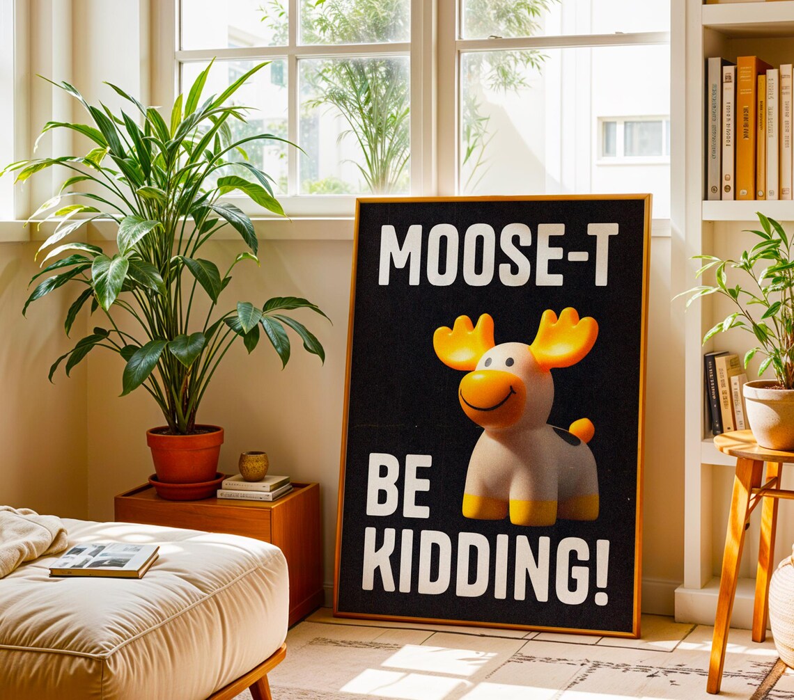Must Be Kidding Moose, Retro Animal Humor Poster - Image 2