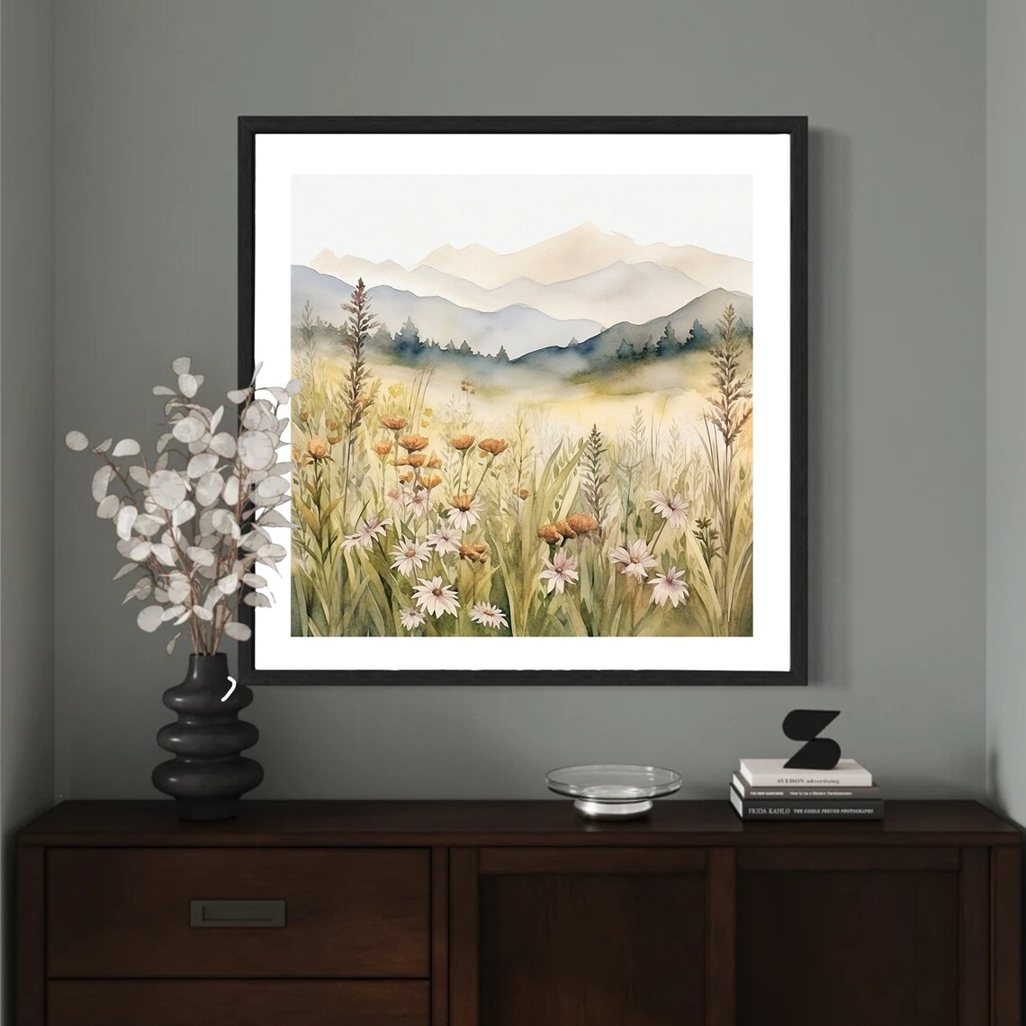 Wildflowers Mountain Print, Colorado Watercolor Landscape - Image 3