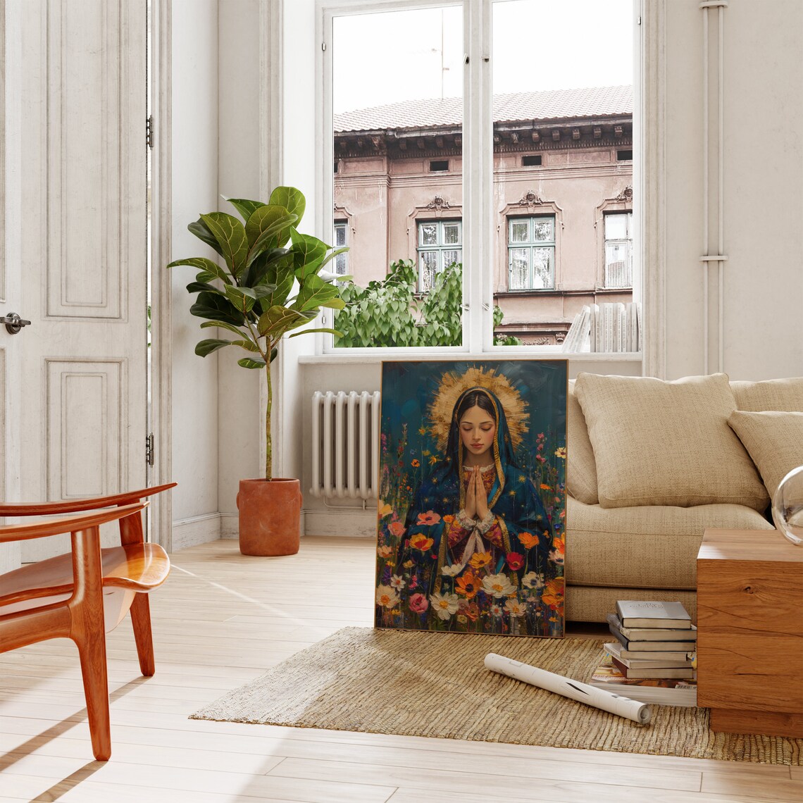 Mother of Mary, Blessed Virgin Mary Oil Painting Art Print - Image 2
