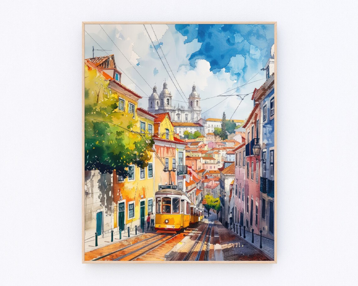 Lisbon Portugal Cityscape Travel Poster Art Print