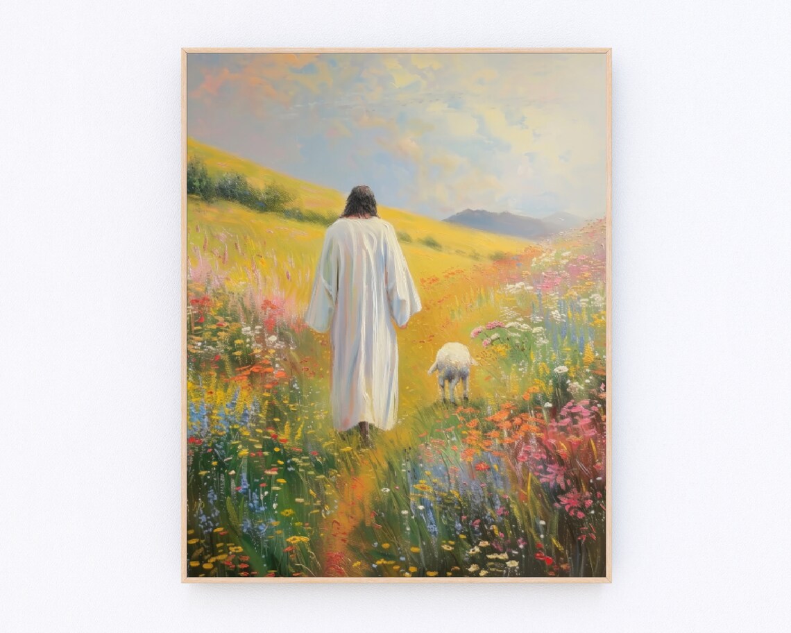 Parable Of The Lost Sheep Jesus With Lamb Painting Jesus Painting Christian Gifts Christian Prayer Wall Art P439