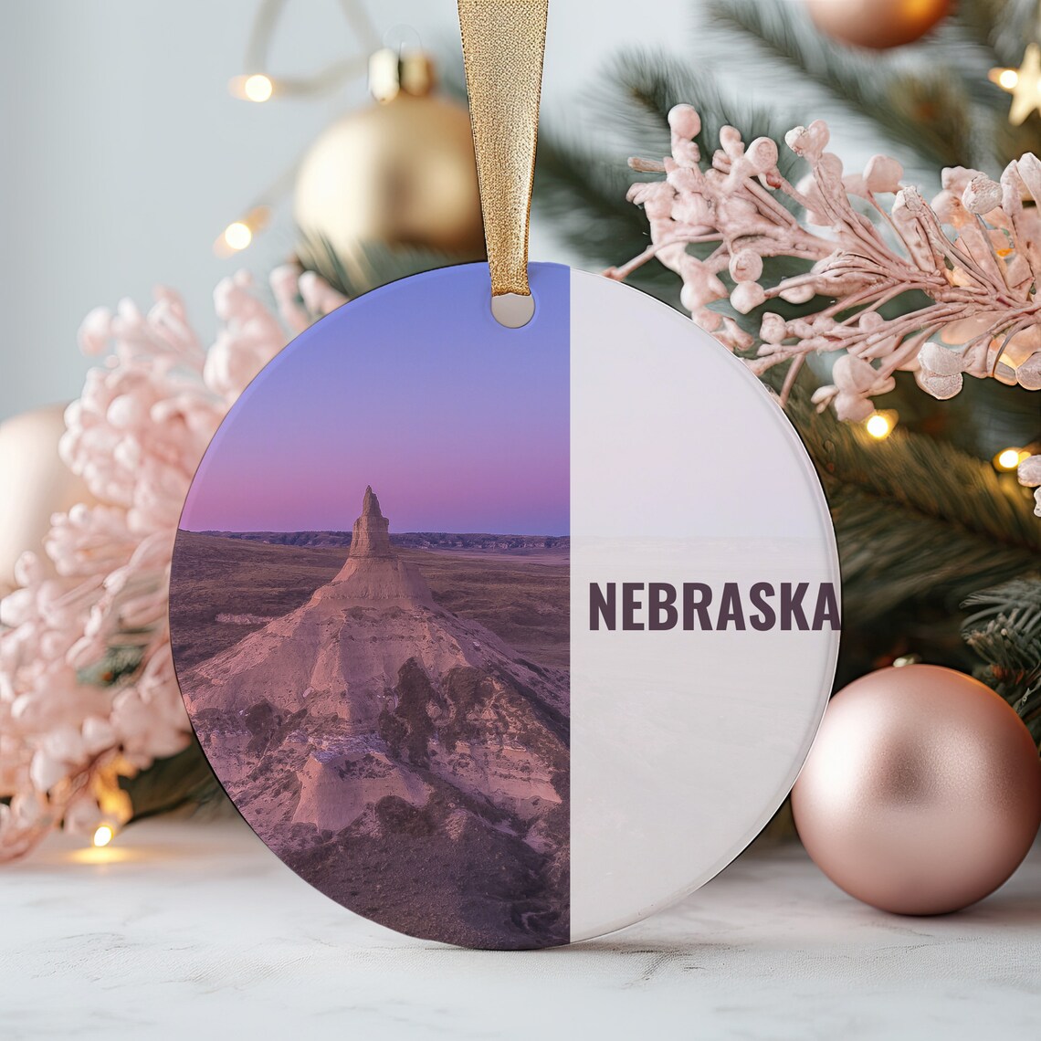 Round Nebraska Sunset Butte Photo Travel Souvenir Hanging Wall Art