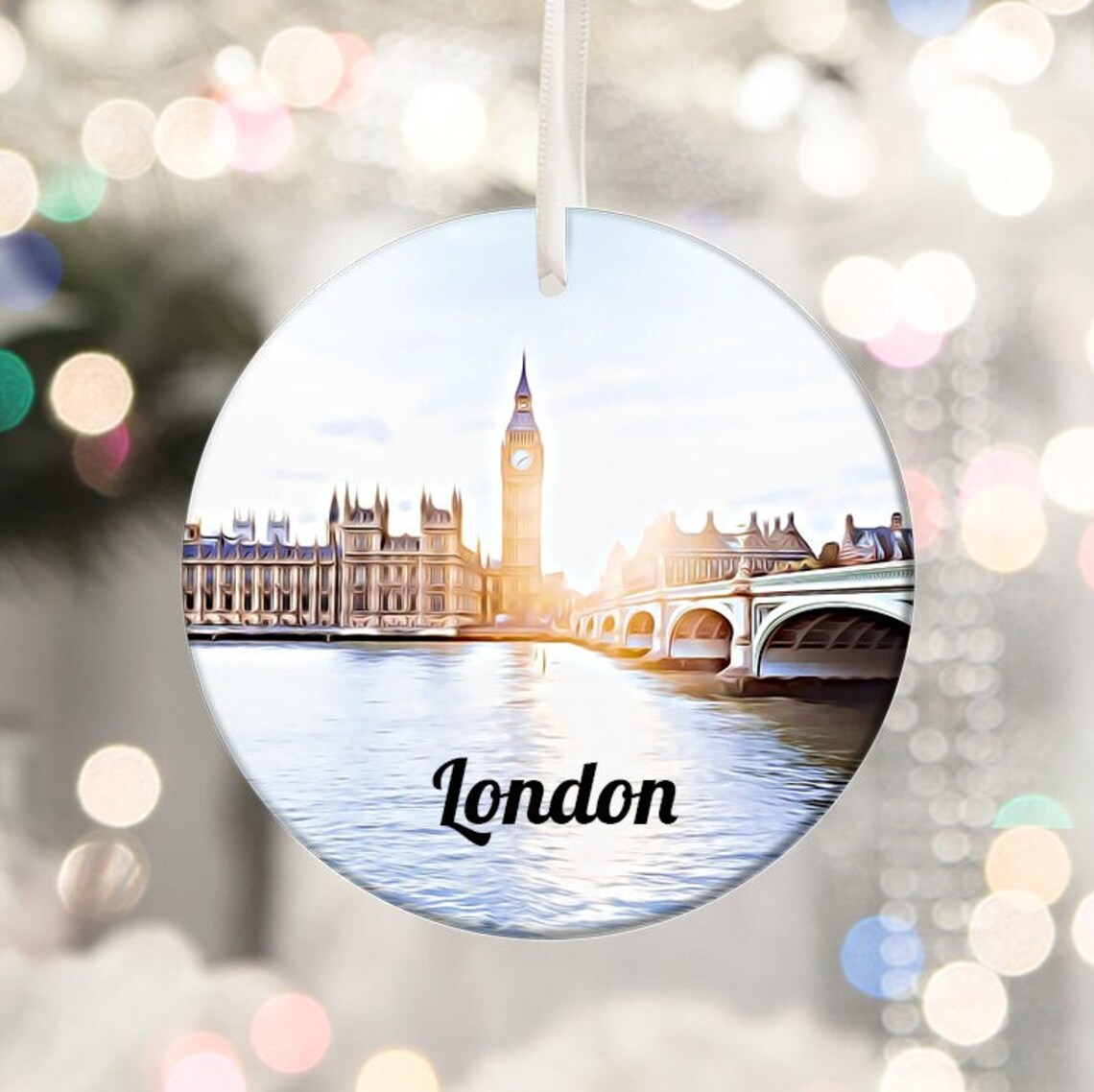 London England Big Ben Westminster Christmas Ornament Art Print