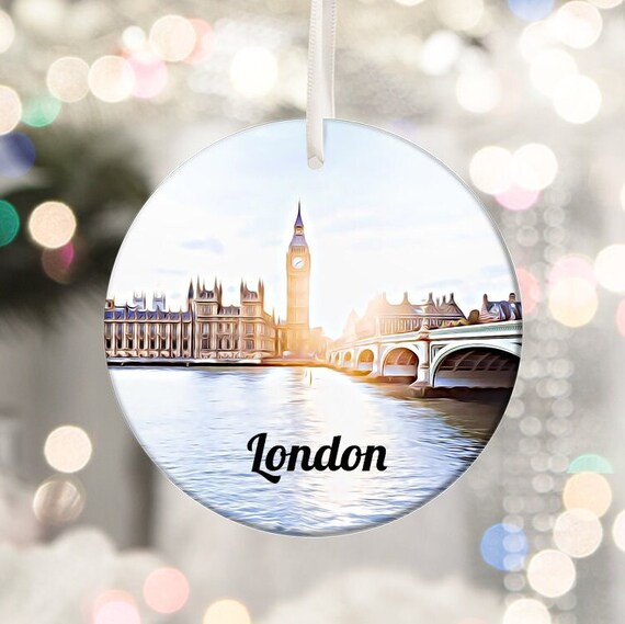 London England Big Ben Westminster Christmas Ornament Art Print