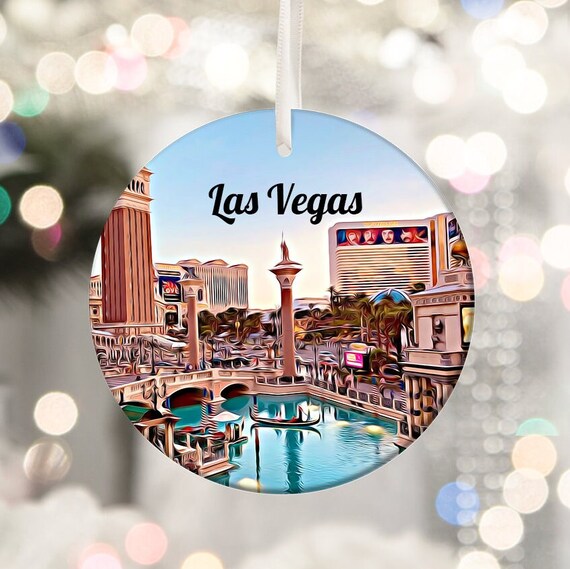 Las Vegas Nevada Venetian Canal Gondola Holiday Ornament Print