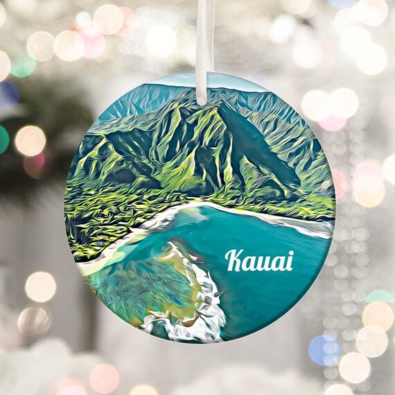 Kauai Hawaii Na Pali Coast Emerald Cliffs Christmas Ornament Keepsake Print