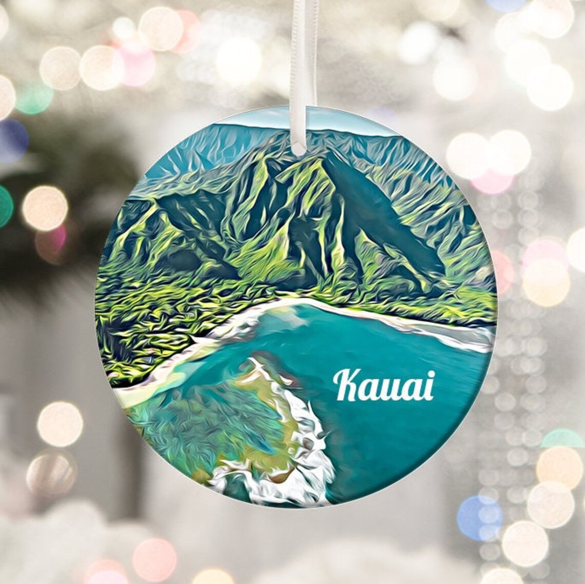 Kauai Hawaii Na Pali Coast Emerald Cliffs Christmas Ornament Keepsake Print