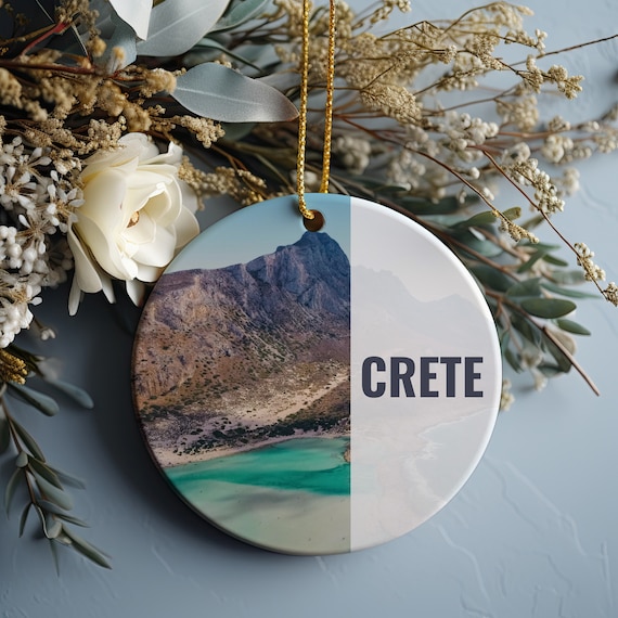 Crete Greece Turquoise Beach Mountain Souvenir Ornament Wall Art