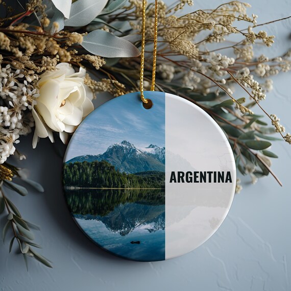 Argentina Snowy Mountain Lake Reflection Travel Ornament Poster