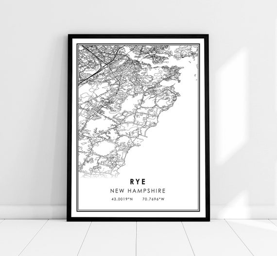 Rye Map Poster, New Hampshire City Travel Poster