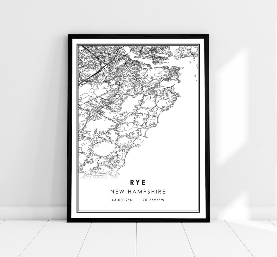 Rye Map Poster, New Hampshire City Travel Poster