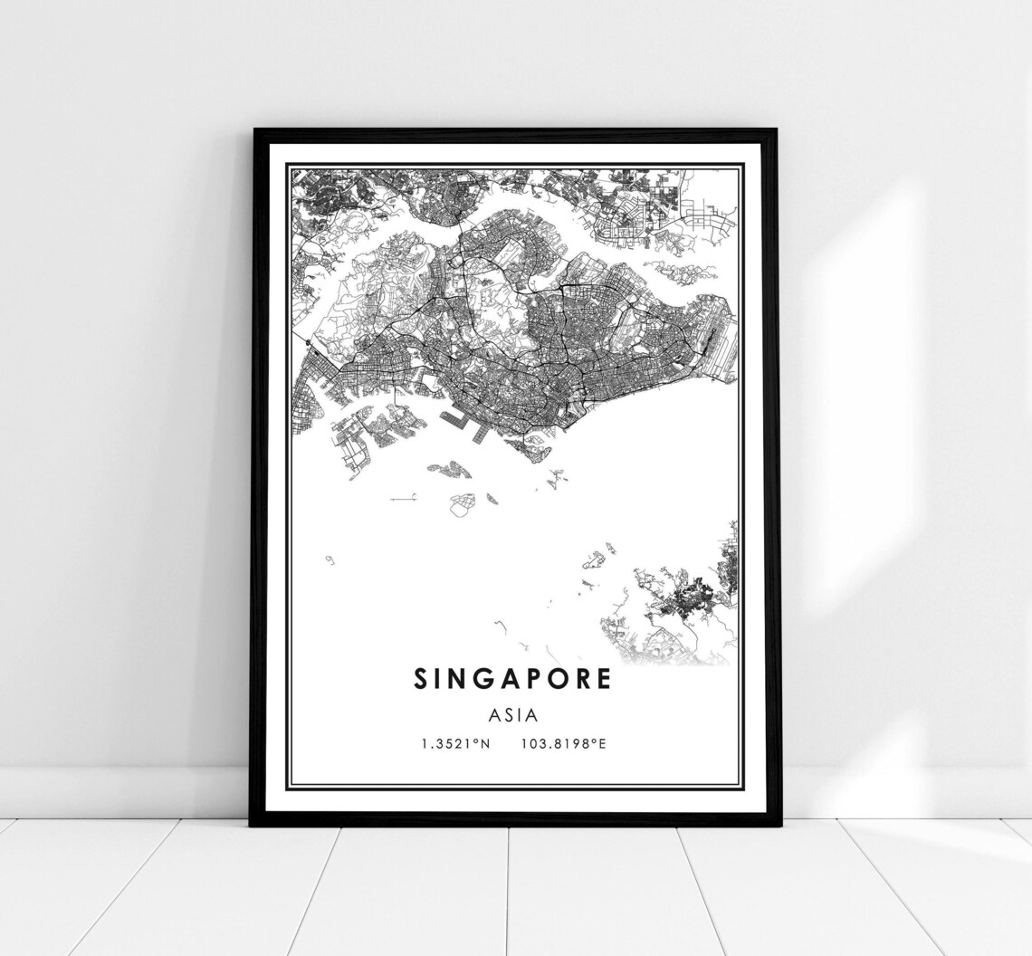 Singapore Map Art Print, Asia City Travel Poster