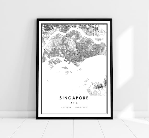 Singapore Map Art Print, Asia City Travel Poster