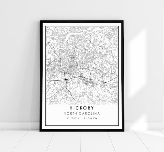 Hickory North Carolina Minimalist Street Map Modern City Travel Poster