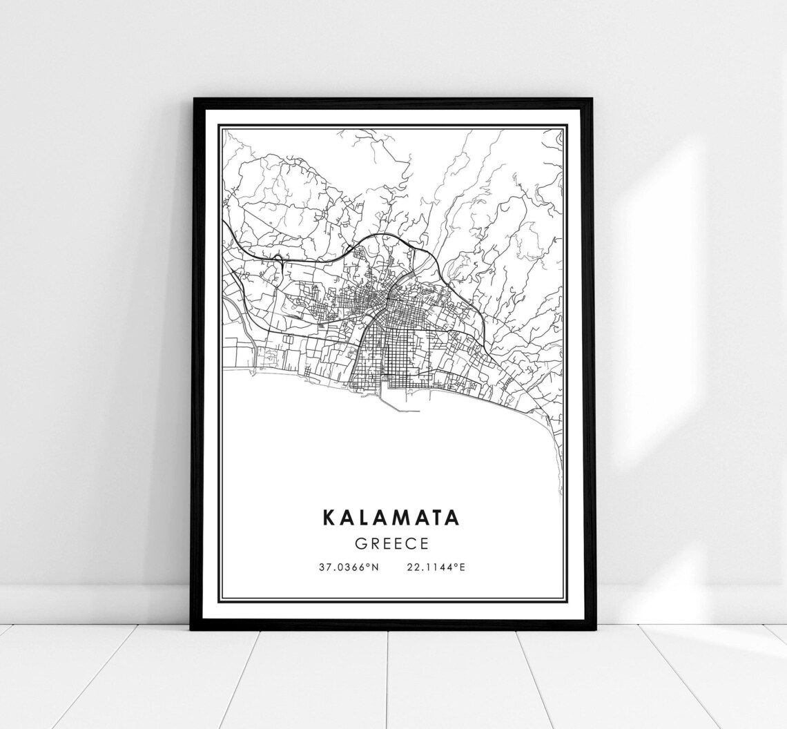 Kalamata Map Print Poster, Greece Travel Poster