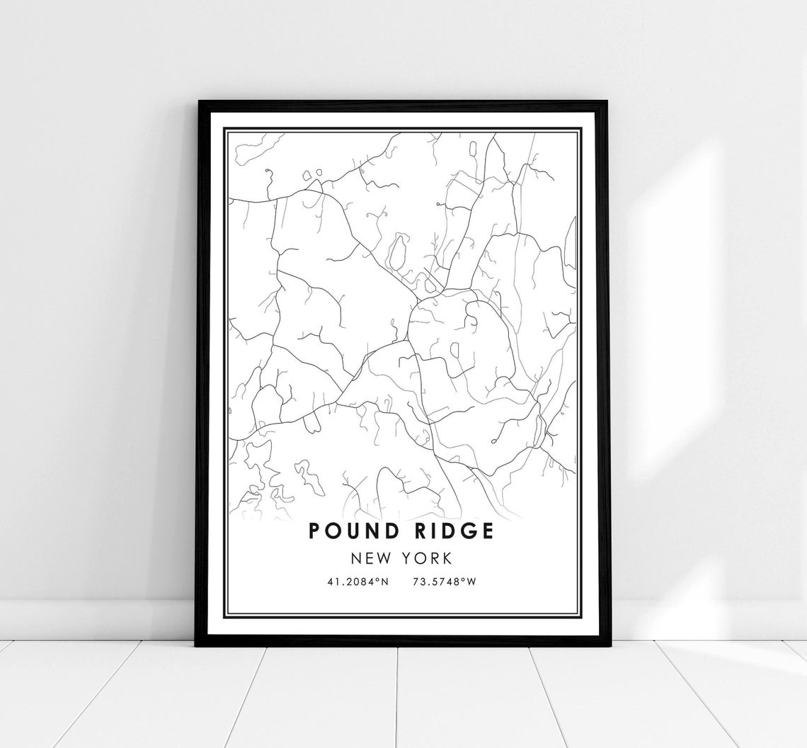 Pound Ridge New York Minimalist City Map Line Art Decor Poster