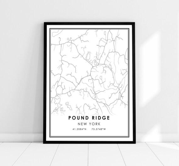 Pound Ridge New York Minimalist City Map Line Art Decor Poster