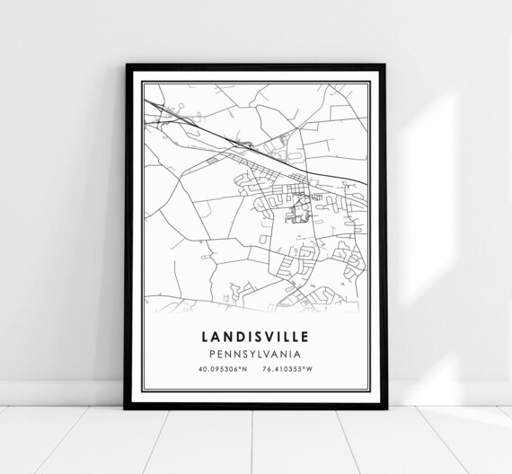 Landisville Pennsylvania Minimalist City Map Street Line Art Poster