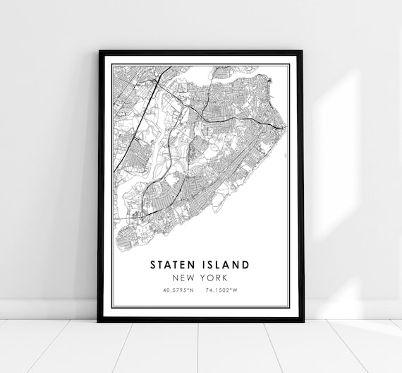 Staten Island Map Print, New York Street City