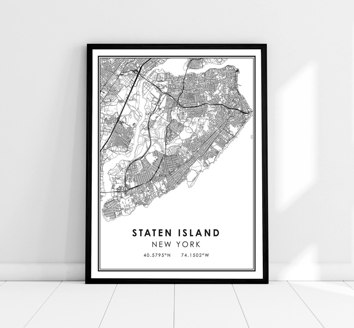 Staten Island Map Print, New York Street City