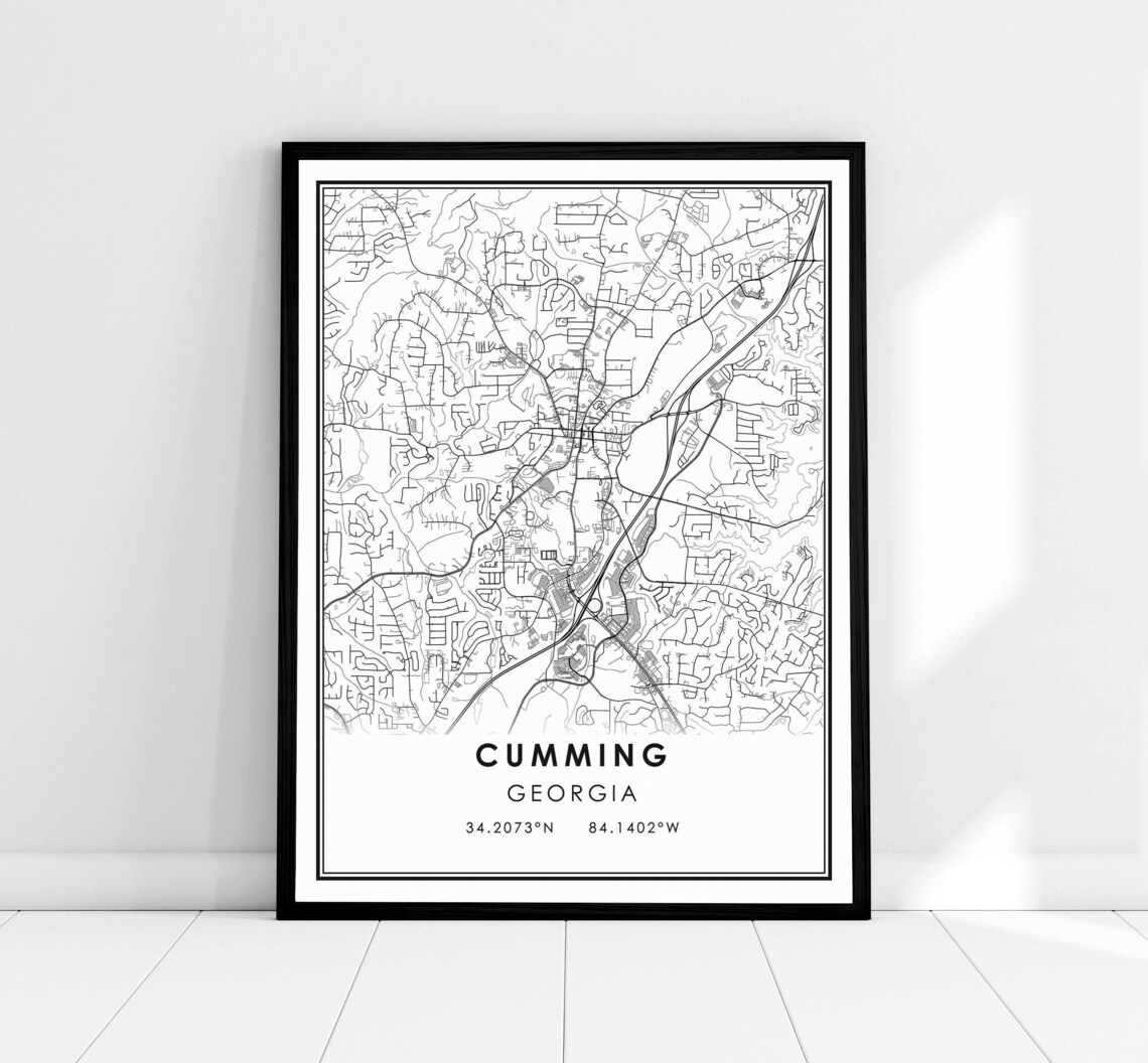 Cumming Georgia Map Print, City Travel Poster