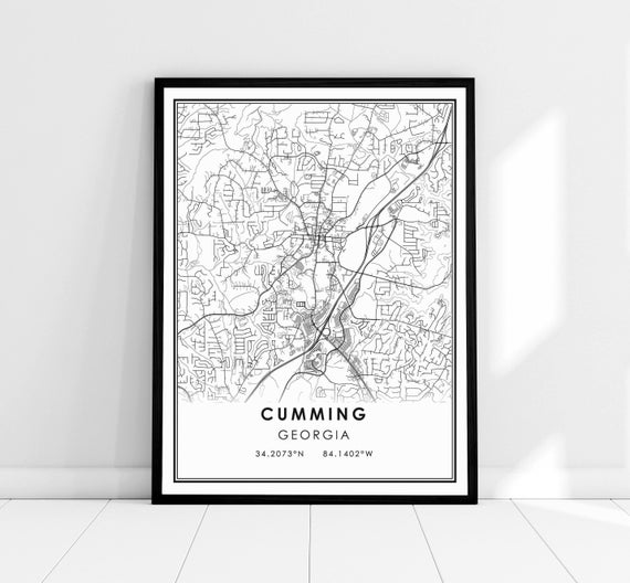 Cumming Georgia Map Print, City Travel Poster