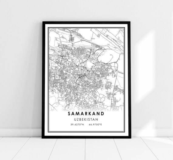 Samarkand Uzbekistan Minimalist Black and White City Map Poster