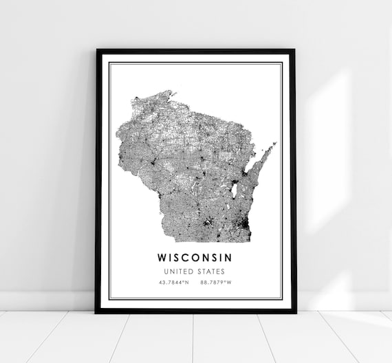 Wisconsin United States Map Poster Print