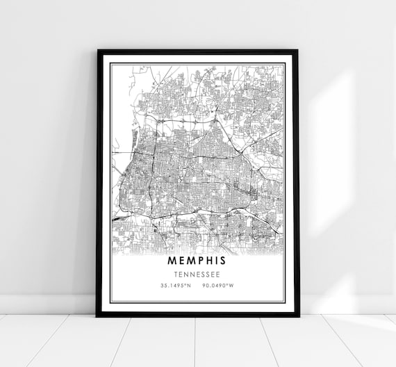 Memphis Map Poster, Tennessee City Travel Print