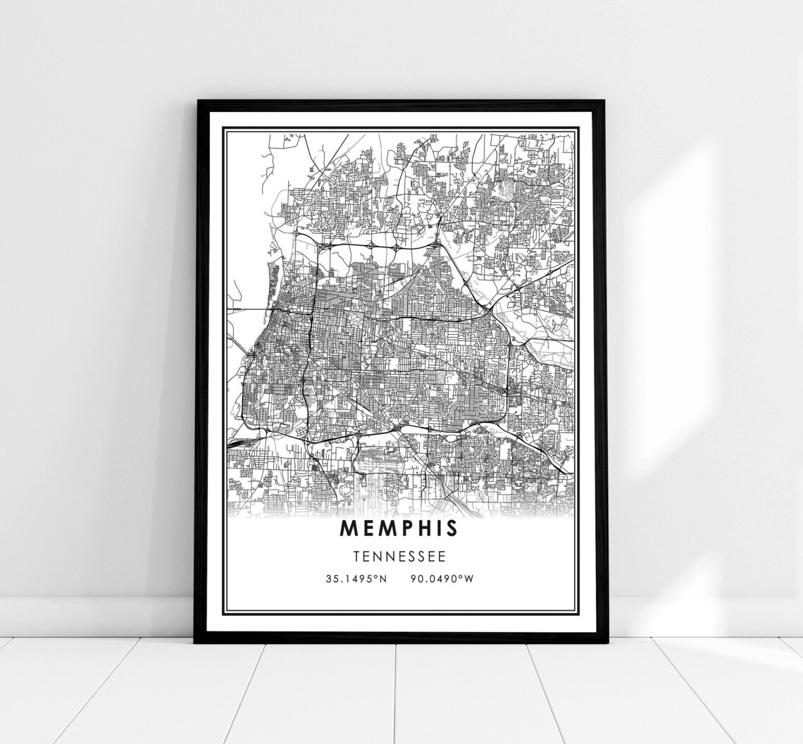 Memphis Map Poster, Tennessee City Travel Print