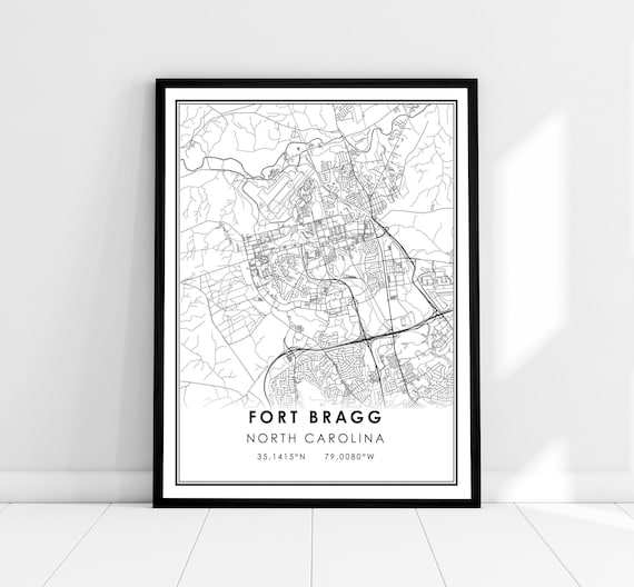Fort Bragg Map Print Poster, North Carolina City