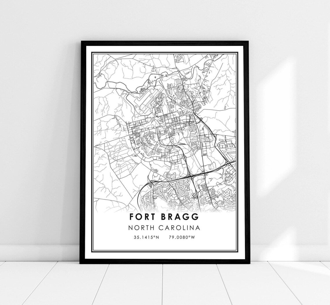 Fort Bragg Map Print Poster, North Carolina City