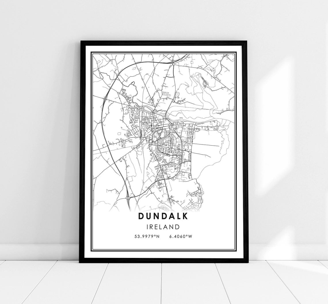 Dundalk Ireland Minimalist City Street Map Line Art Wall Poster