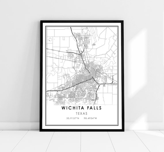 Wichita Falls Map Poster, Texas City Art Print