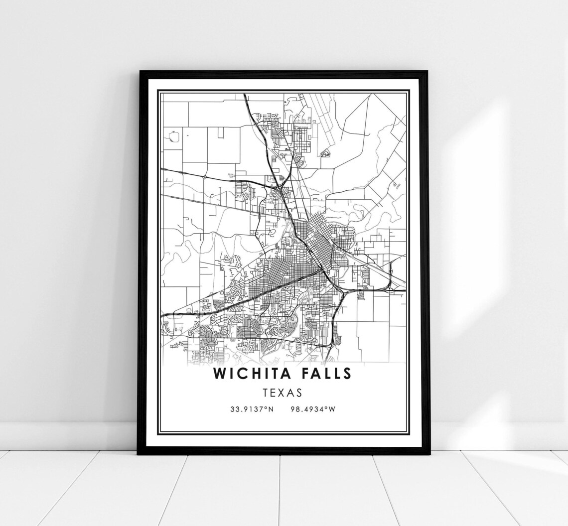 Wichita Falls Map Poster, Texas City Art Print