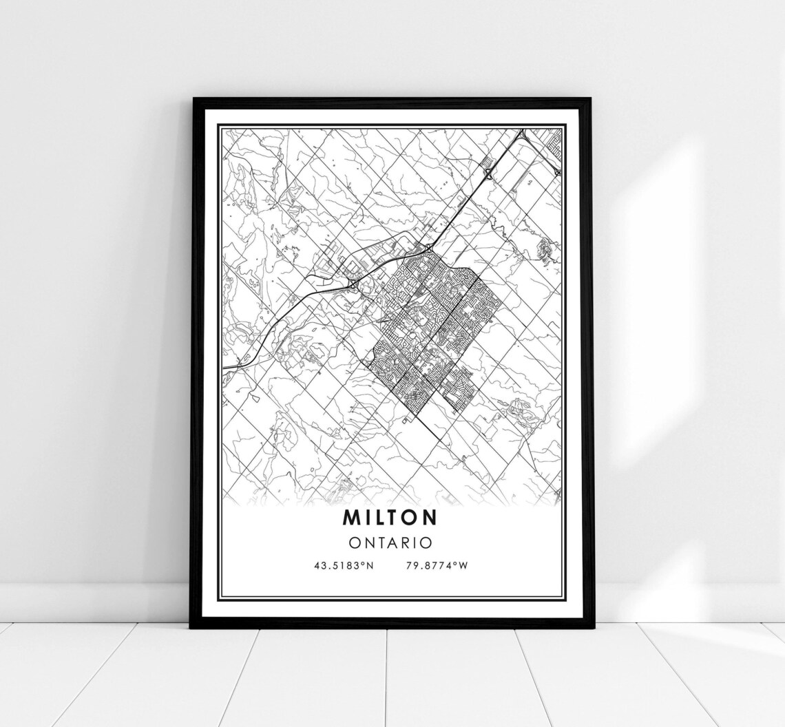 Milton Map Poster, Ontario City Travel Print