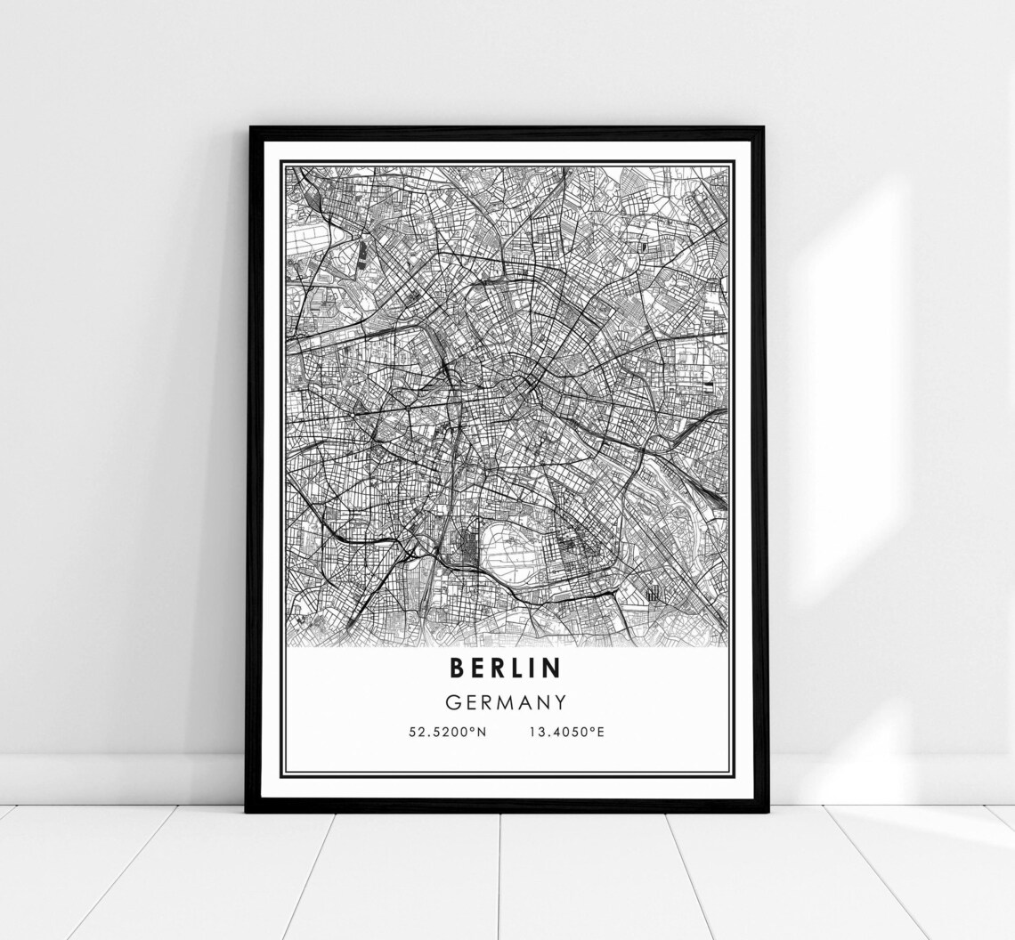 Berlin Map Travel Poster, Germany Wall Art Print