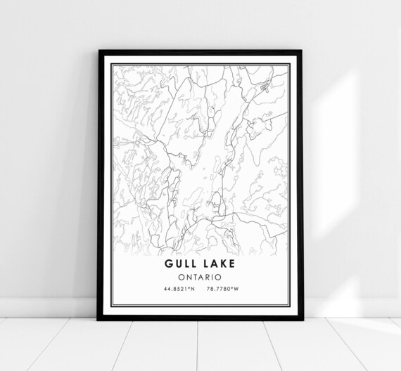 Gull Lake Ontario Minimalist Lake Map Modern Black And White Art Poster