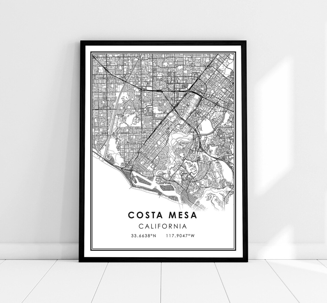 Costa Mesa Map Print Poster, City Travel Wall Art