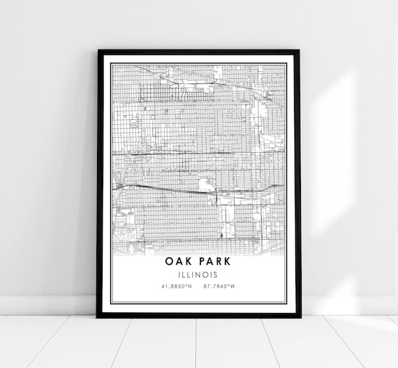 Oak Park Map Print, Illinois City Travel Poster