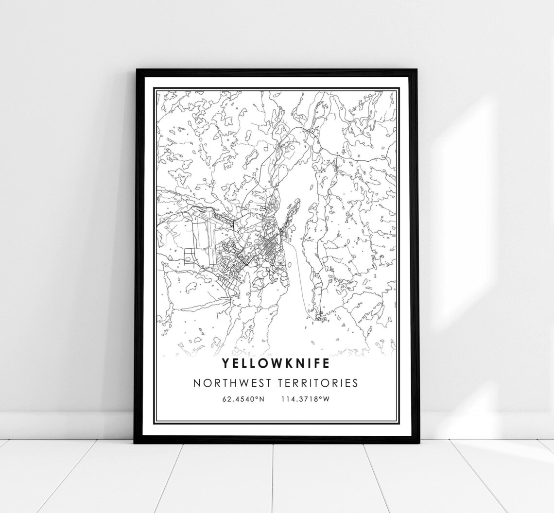 Yellowknife Map Print, Northwest Territories City