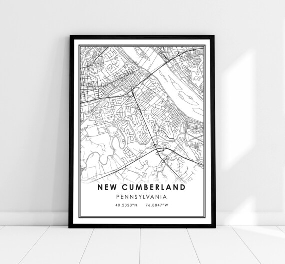 New Cumberland Pennsylvania Minimalist Black White Map Poster