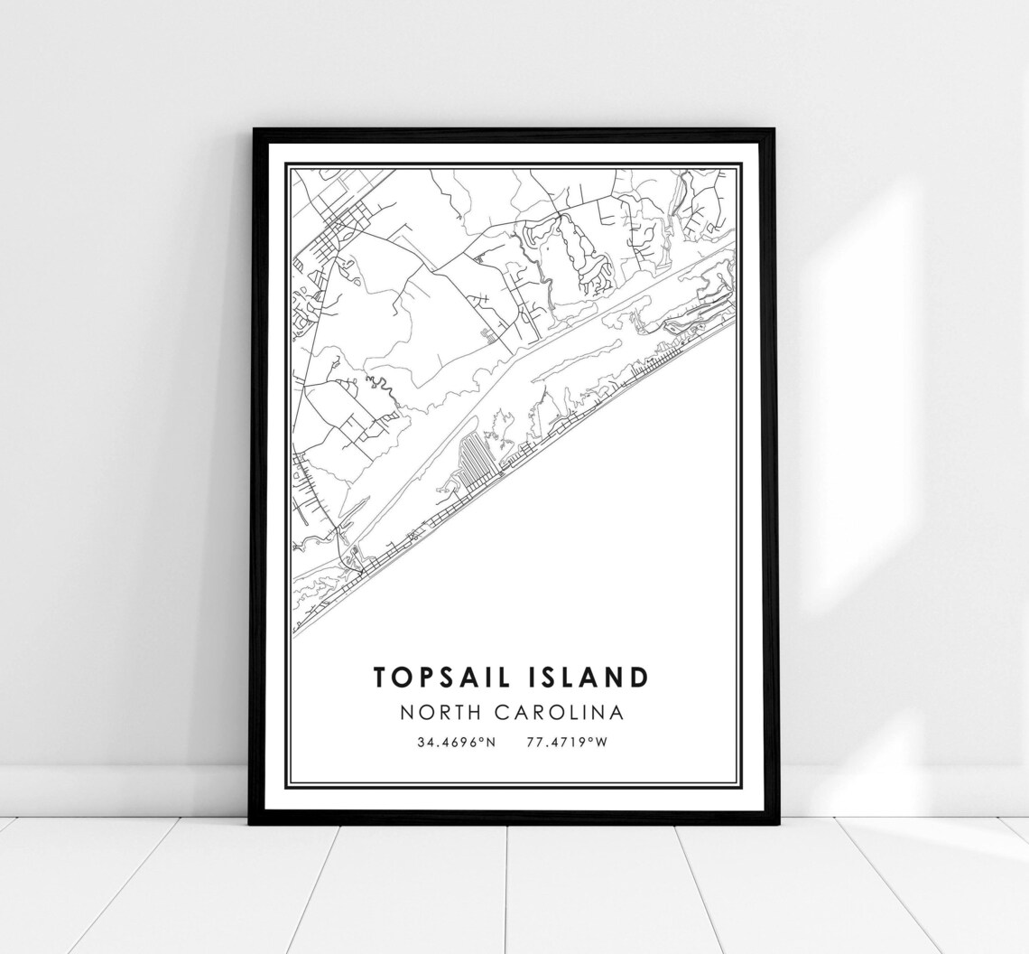 Topsail Island Map Poster, North Carolina Travel Poster